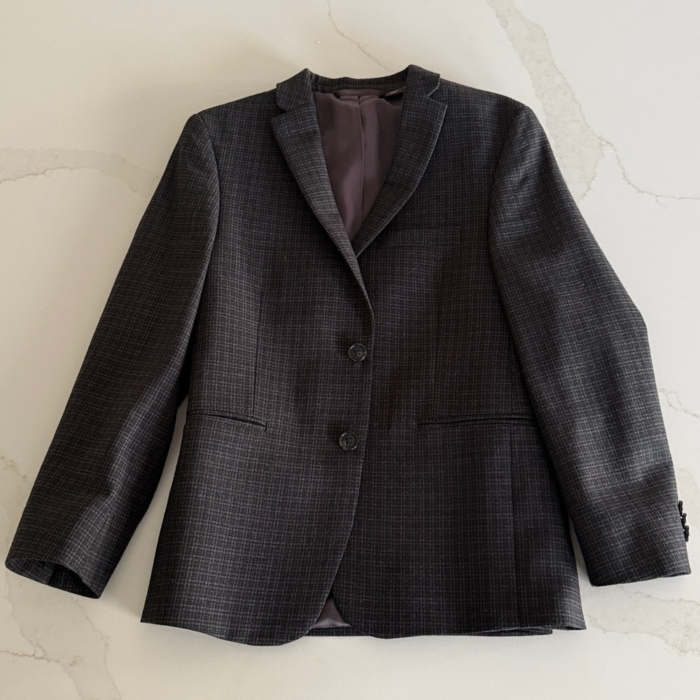 Michael Kors Charcoal Checkered Wool Blazer